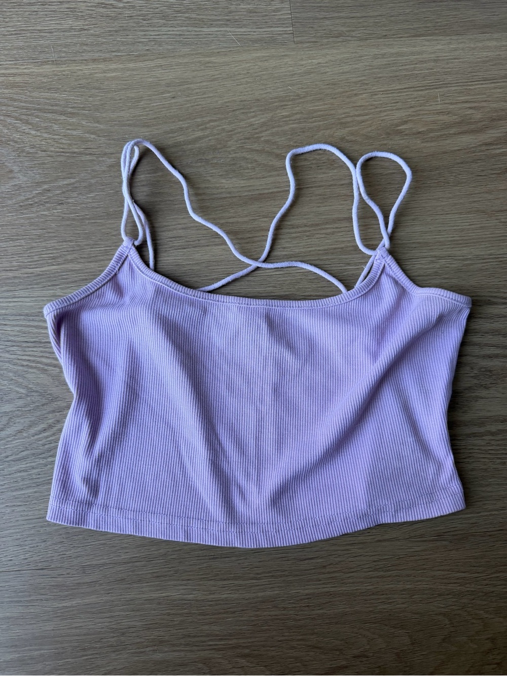 SHEIN Lilac Ribbed Spaghetti-Strap Crop Cami